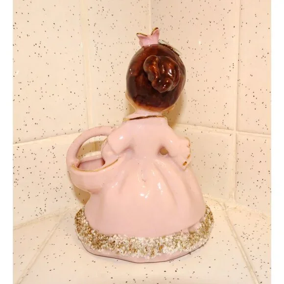 Vintage Ucagco Ceramic Women in Pink Dress w/ Basket Figurine antique lady - Picture 8 of 16